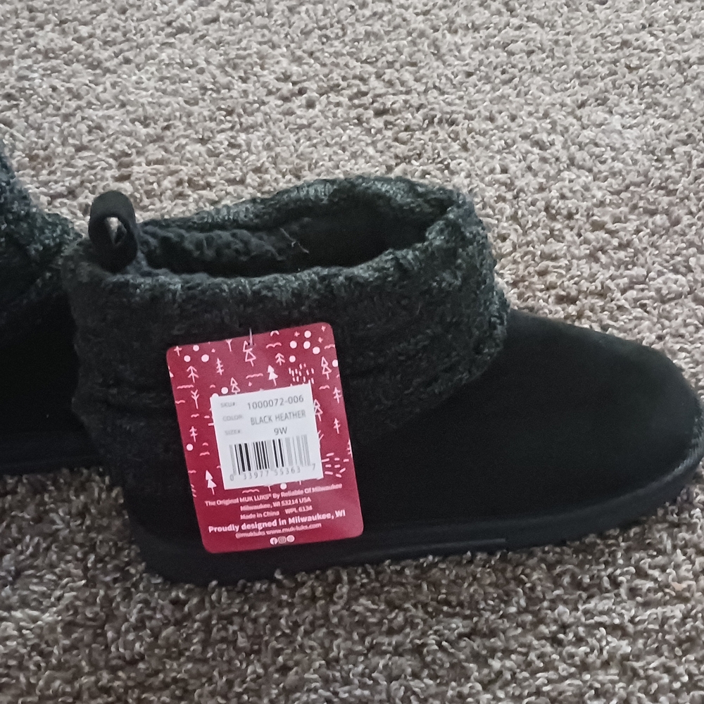 Muk Luks Black Heather Ankle Boots